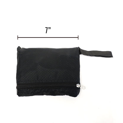 collapsible all black backpack transforms from as small as a pencil pouch to a medium sized backpack