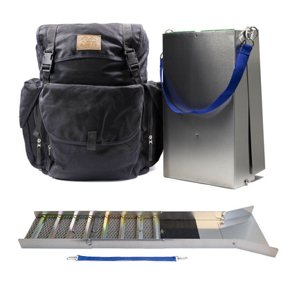 foldable 50in sluice box with backpack kit
