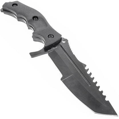 huntsman all black tactical knife with sheath