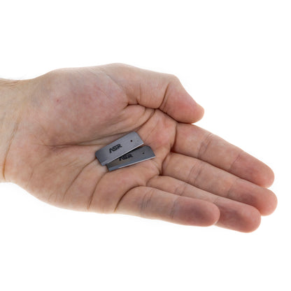 Non-metallic zirconia ceramic mini survival razor blade (view 4).