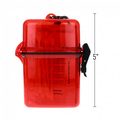 50-piece first aid kit in a waterproof plastic case for emergencies (view 3).