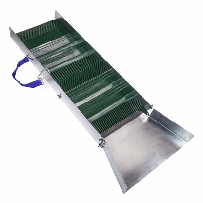 34-inch aluminum gold sluice box with precut TPR rubber riffle matting for gold recovery.