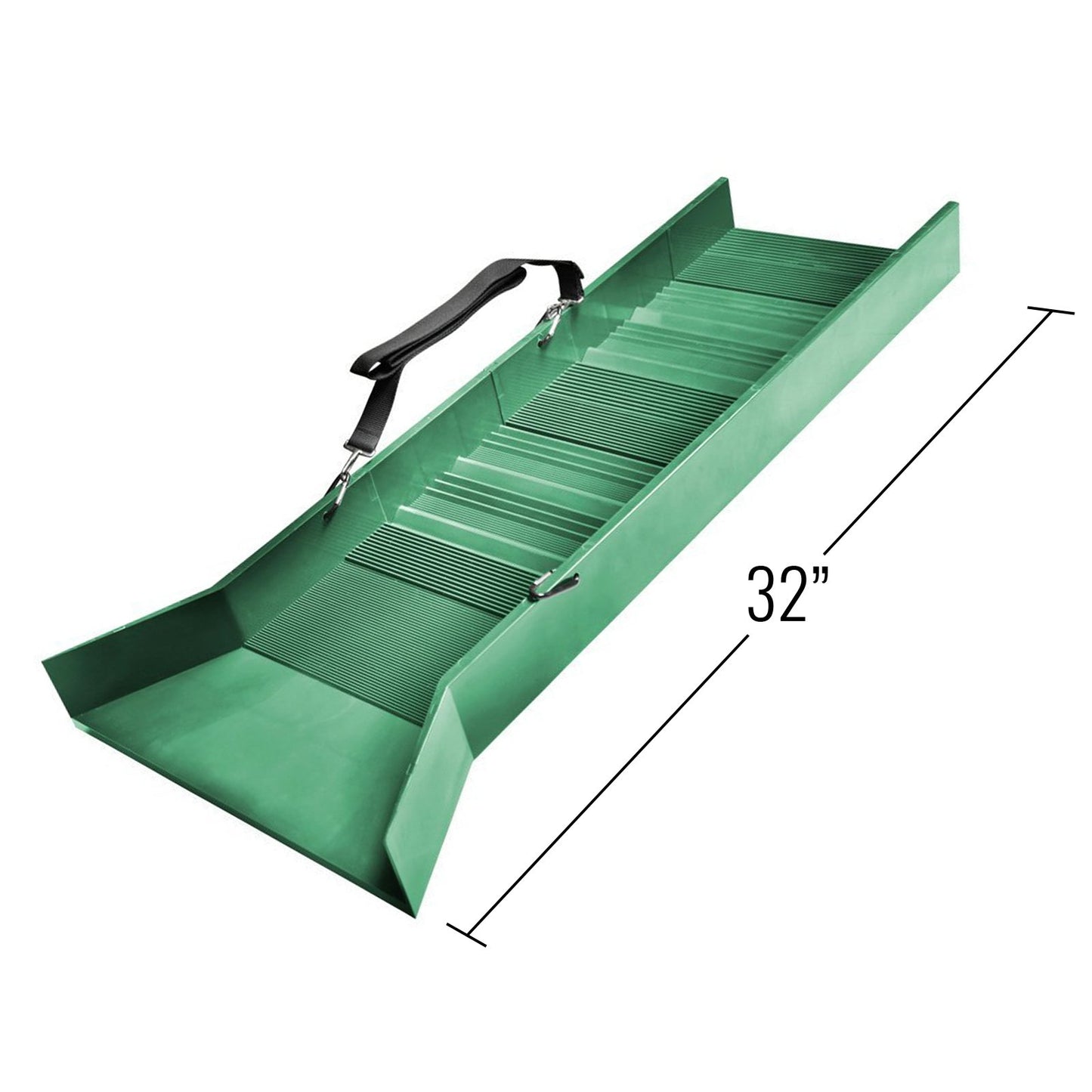 32 Inch Four Riffle Plastic Sluice Box for Gold Prospecting, Green