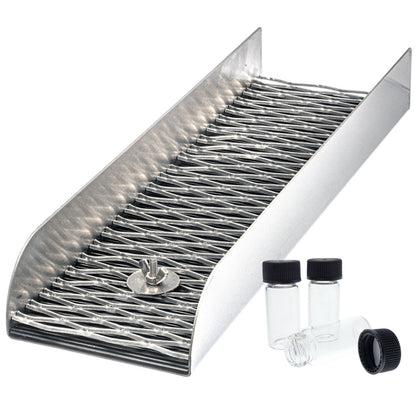 12-inch portable aluminum mini sluice box with V-shape rubber matting for gold prospecting.