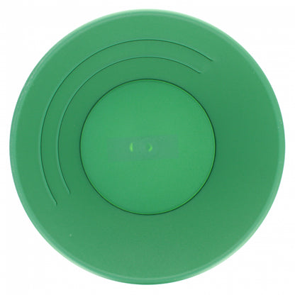 Image shows a photo of a traditional single riffle green gold pan.