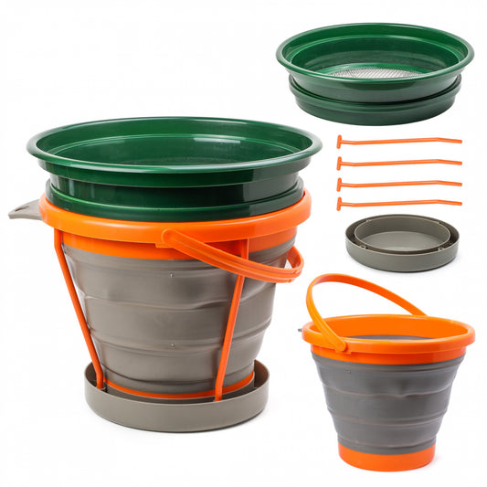ASR Outdoor 1/4" Classifier Screen Set with 10L Collapsible Bucket Gold Panning Kit