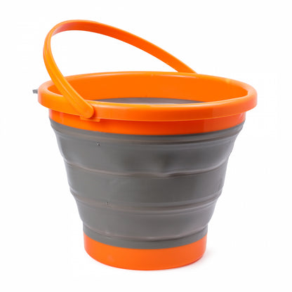 collapsible rubber bucket for outdoor collection of fish, water, or gold panning