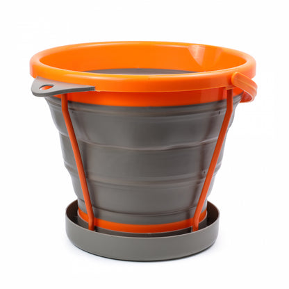 6-piece 10L collapsible bucket and stand set for classifying gold prospecting material.