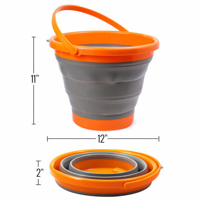 collapsible rubber bucket for outdoor collection of fish, water, or gold panning
