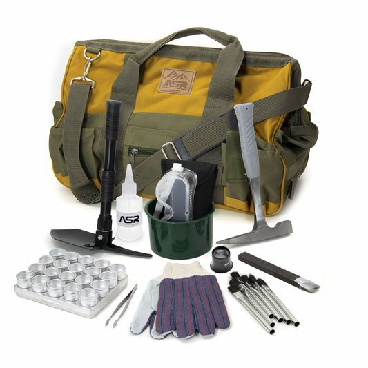 13pc Geology Rock Hounding Kit with Mining Tools and Deluxe Carry Bag