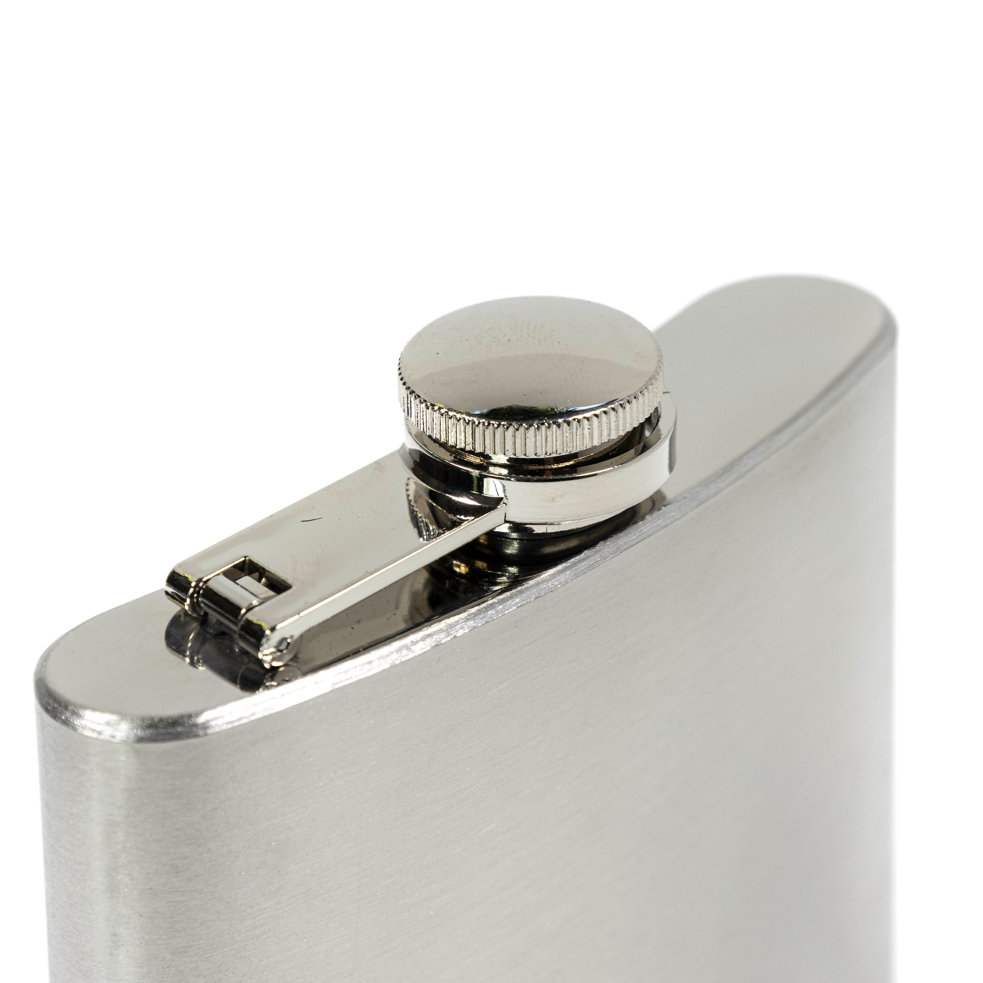 6oz Stainless Steel Hip Flask with attached screw cap for easy pouring