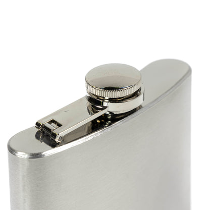 6oz Stainless Steel Hip Flask with attached screw cap for easy pouring