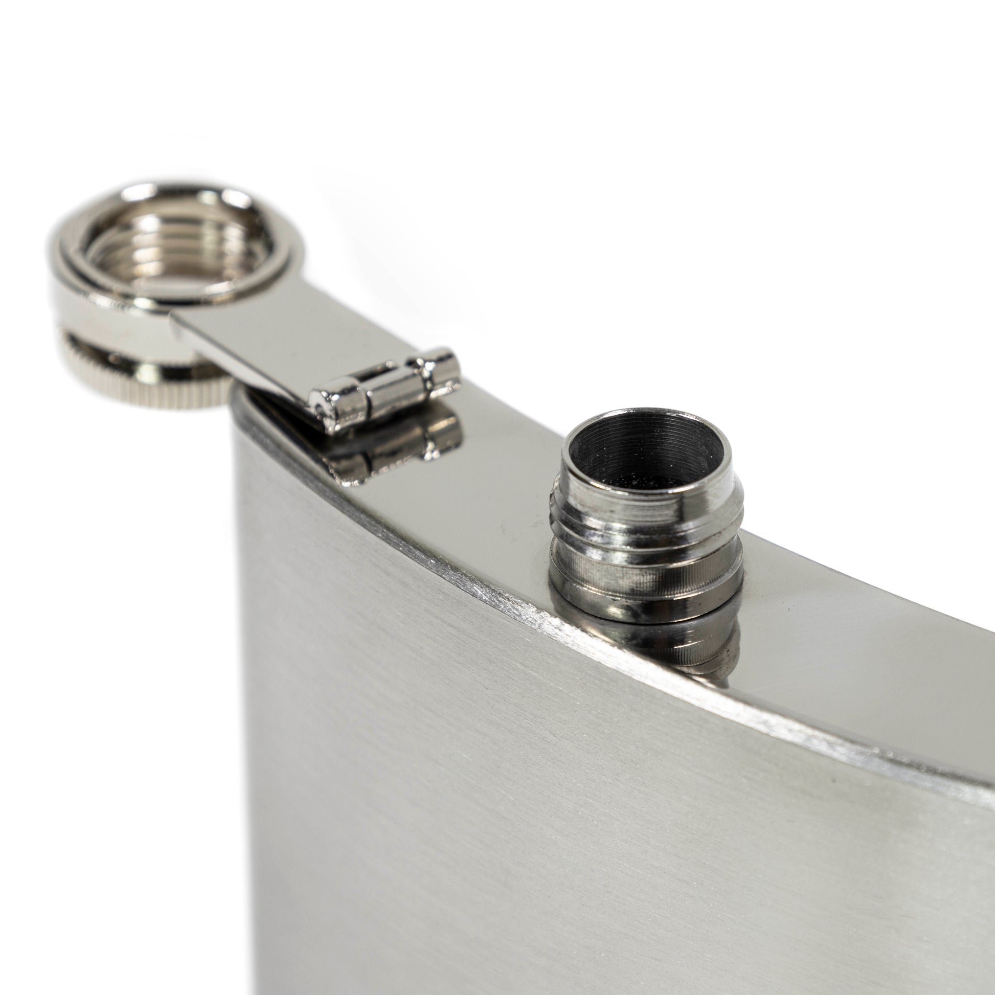 Stainless Steel Hip Flask with attached screw cap for easy pouring