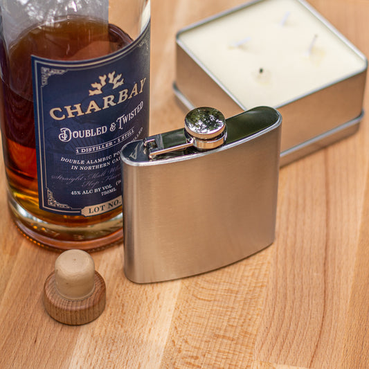 Stainless Steel Hip Flask 6oz for camping, hiking, or outdoor adventures