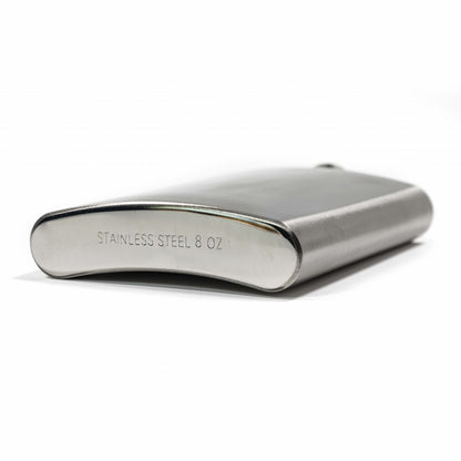 Stainless steel container with 'Stainless Steel 8 oz' text on a white background