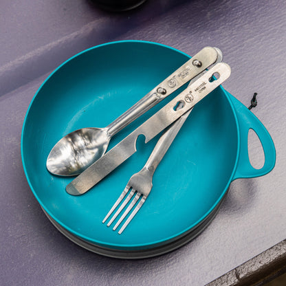 ASR Outdoor 3pc Camping Utensil Set Military Ration Knife Fork Spoon Accessorie