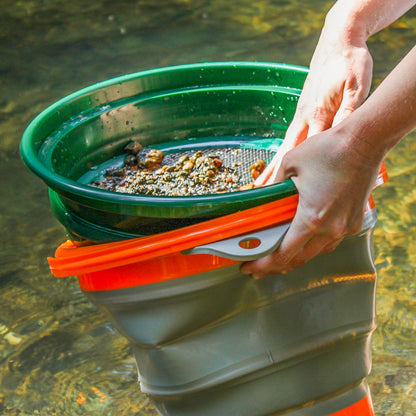 21 liter collapsible bucket gold prospecting kit with classifiers