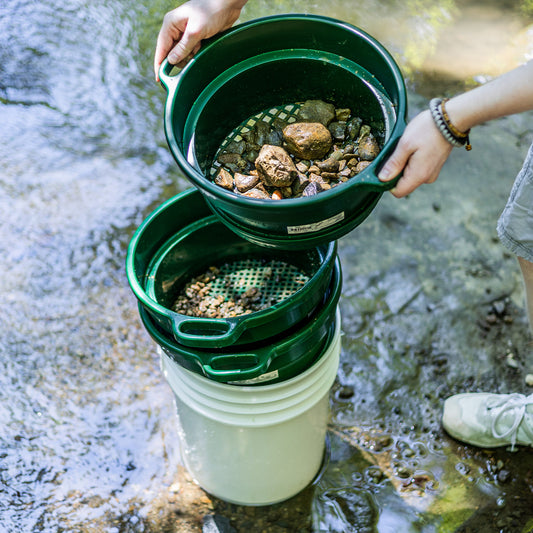 Deep stack classifier for gold panning and prospecting gravel and dirt
