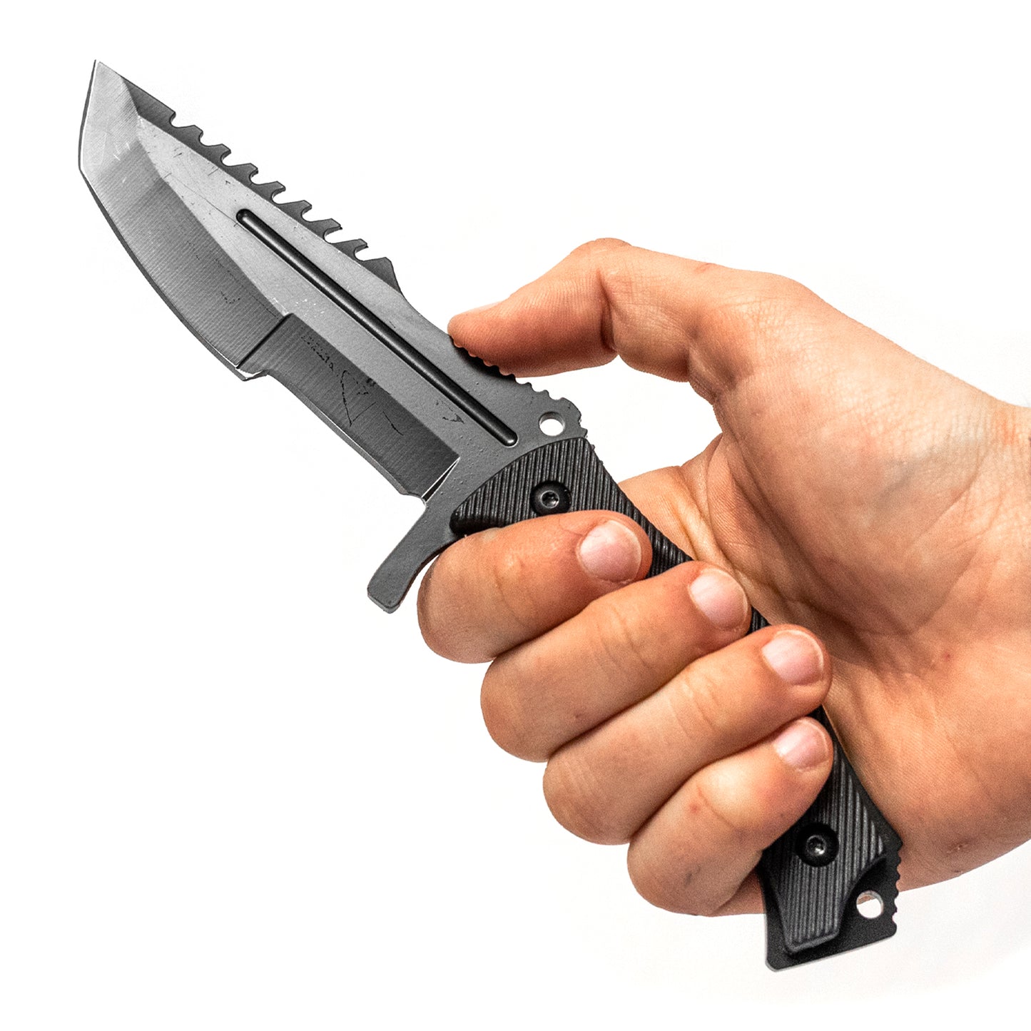 8.5 Inch Full Tang Fixed Blade Survival and Hunting Tanto Knife with Sheath and Belt Loop, Black