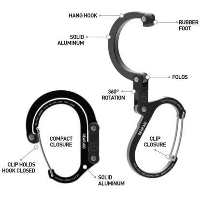 HEROCLIP Carabiner Clip and Hook for Purse, Stroller and Backpack by Gear Aid (SMALL)