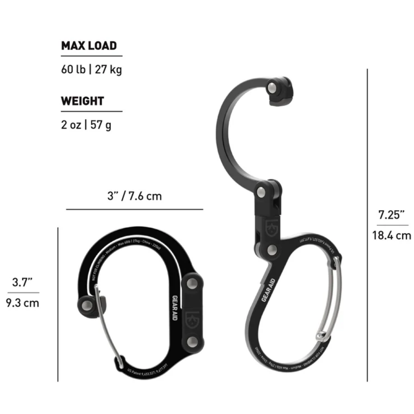 HEROCLIP Carabiner Clip and Hook for Camping, Backpack and Garage by Gear Aid (MEDIUM)