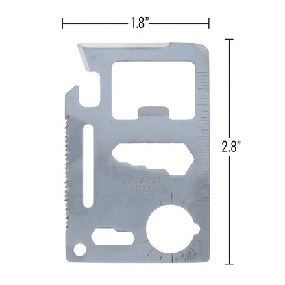 steel 11 in 1 multitool credit card with card sleeve