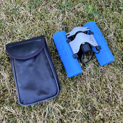 Kids 8x compact binoculars in blue with a lanyard for outdoor travel (view 7).