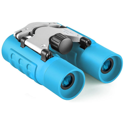 Kids 8x compact binoculars in blue with a lanyard for outdoor travel (view 8).