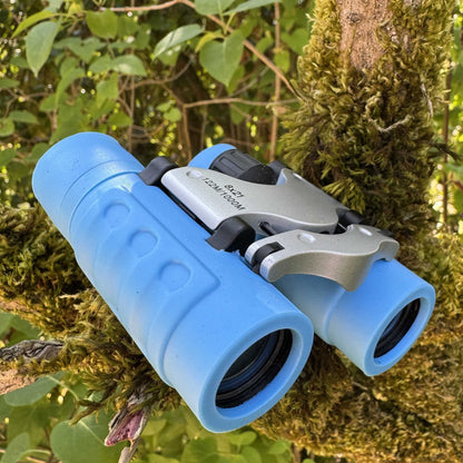 Kids 8x compact binoculars in blue with a lanyard for outdoor travel (view 6).