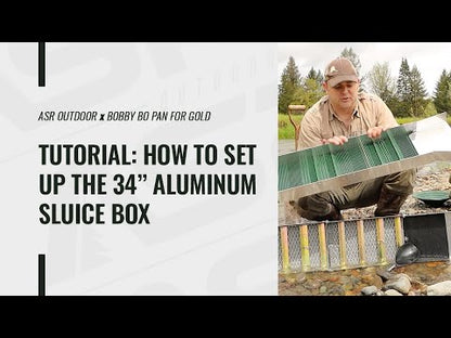 Aluminum Sluice Box with Rubber TPR Riffle Matting, Gold Prospecting Equipment, 34 Inch product video
